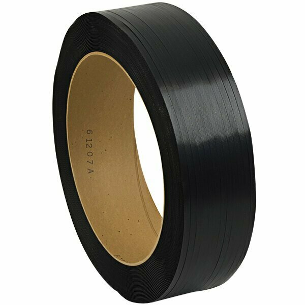 Pac Strapping Products 9000'' x 1/2'' Black 20 lb. Polypropylene Strapping Coil with 16'' x 6'' Core 442SPP9000B